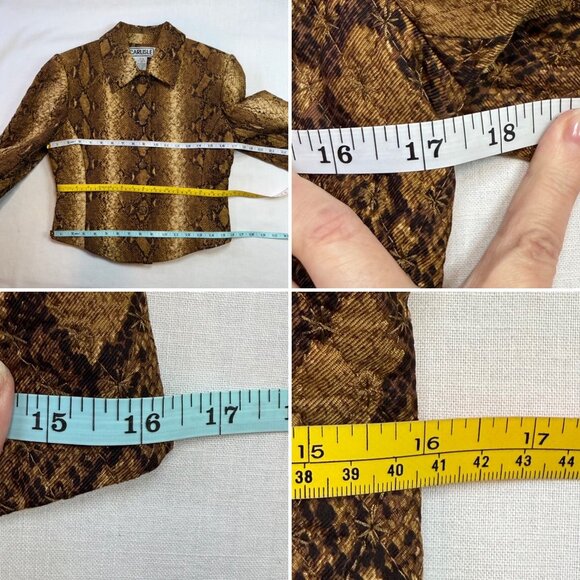 Carlisle Jacket Size 6 Cropped Snake Print Structured Quilted Blazer Y2K Vintage - Picture 9 of 13